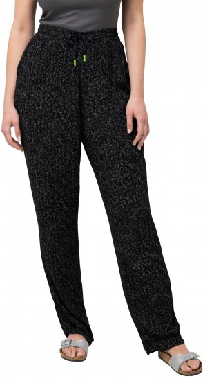 Ulla Popken Speckled Crepe Pull On Pants Black - Vaqueros & Pantalones de Mujer Tallas Grandes – Plus Size - 