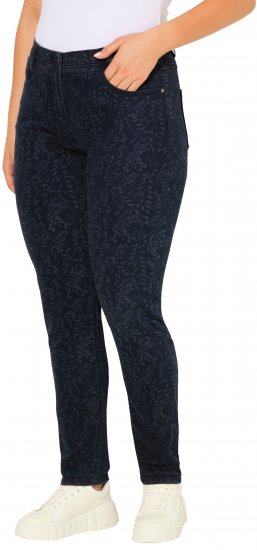 Ulla Popken Leaf Print Boyfriend Jeans Blue - Vaqueros & Pantalones de Mujer Tallas Grandes – Plus Size - 