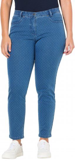 Ulla Popken Polka Dot Stretch Fit Jeans Blue Denim - Vaqueros & Pantalones de Mujer Tallas Grandes – Plus Size - 