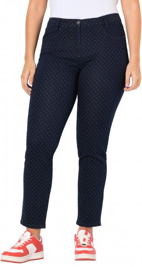 Ulla Popken Polka Dot Stretch Fit Jeans Denim Blue - Vaqueros & Pantalones de Mujer Tallas Grandes – Plus Size - 
