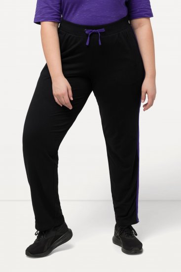 Ulla Popken Striped Elastic Waist Sweatpants Black - Vaqueros & Pantalones de Mujer Tallas Grandes – Plus Size - 