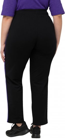 Ulla Popken Striped Elastic Waist Sweatpants Black - Vaqueros & Pantalones de Mujer Tallas Grandes – Plus Size - 