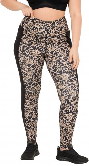 Ulla Popken Leopard Print Quick Drying Leggings Orange - Vaqueros & Pantalones de Mujer Tallas Grandes – Plus Size - 