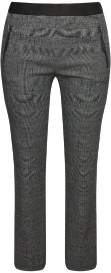 Ulla Popken Plaid Elastic Waist Tapered Leg Pants Black - Vaqueros & Pantalones de Mujer Tallas Grandes – Plus Size - 