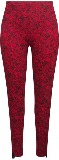 Ulla Popken Lace Print Leggings Red - Vaqueros & Pantalones de Mujer Tallas Grandes – Plus Size - 