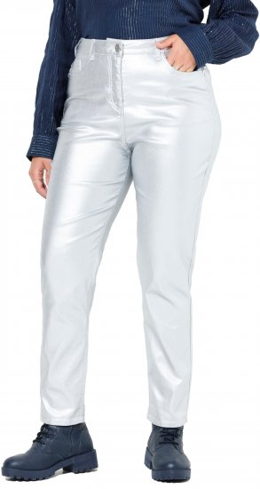 Ulla Popken Metallic Stretch Fit Mom Jeans Silver - Vaqueros & Pantalones de Mujer Tallas Grandes – Plus Size - 