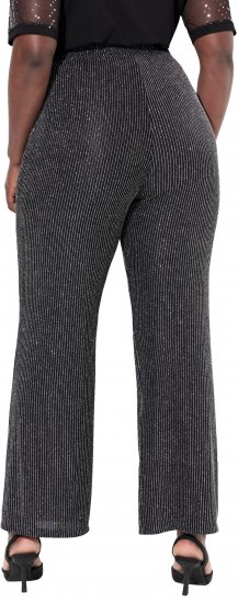 Ulla Popken Sparkling Pinstripe Elastic Waist Pants Black - Vaqueros & Pantalones de Mujer Tallas Grandes – Plus Size - 