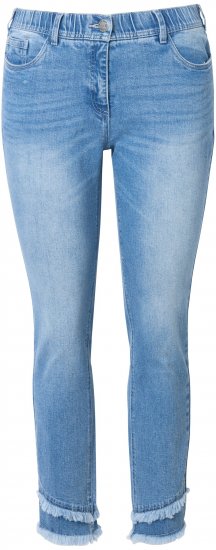 Ulla Popken Double Fringe Hem Stretch Fit Jeans Light Blue Denim - Vaqueros & Pantalones de Mujer Tallas Grandes – Plus Size - 