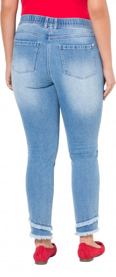 Ulla Popken Double Fringe Hem Stretch Fit Jeans Light Blue Denim - Vaqueros & Pantalones de Mujer Tallas Grandes – Plus Size - 