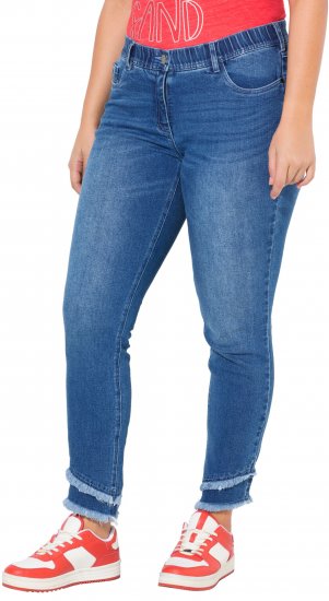 Ulla Popken Double Fringe Hem Stretch Fit Jeans Denim Blue - Vaqueros & Pantalones de Mujer Tallas Grandes – Plus Size - 