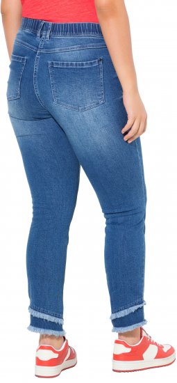 Ulla Popken Double Fringe Hem Stretch Fit Jeans Denim Blue - Vaqueros & Pantalones de Mujer Tallas Grandes – Plus Size - 