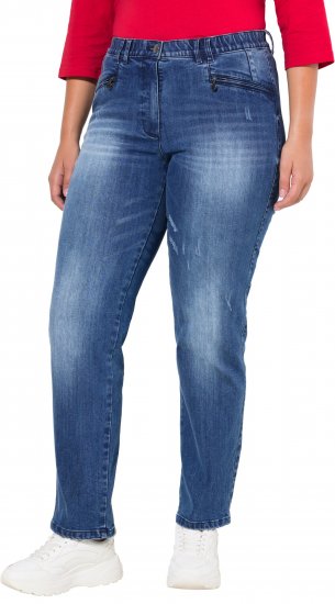 Ulla Popken Tapered Leg Lightly Distressed Jeans Denim Blue - Vaqueros & Pantalones de Mujer Tallas Grandes – Plus Size - 