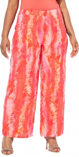 Ulla Popken Feather Batik Print Layered Chiffon Pants - Vaqueros & Pantalones de Mujer Tallas Grandes – Plus Size - 