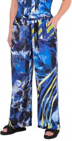 Ulla Popken Blue Stroke Wide Leg Palazzo Pants - Vaqueros & Pantalones de Mujer Tallas Grandes – Plus Size - 