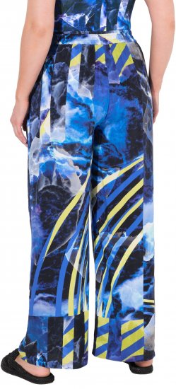 Ulla Popken Blue Stroke Wide Leg Palazzo Pants - Vaqueros & Pantalones de Mujer Tallas Grandes – Plus Size - 
