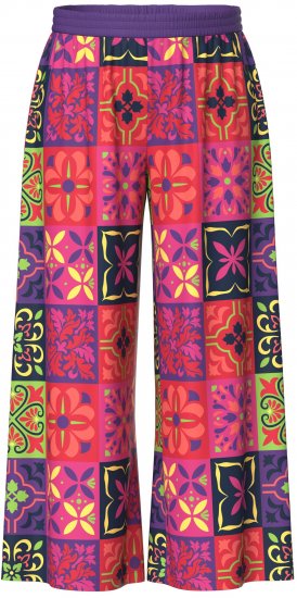 Ulla Popken Tile Print Wide Leg Palazzo Pants Purple - Vaqueros & Pantalones de Mujer Tallas Grandes – Plus Size - Vaqueros y pantalones, EU 42-70