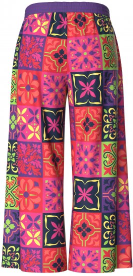 Ulla Popken Tile Print Wide Leg Palazzo Pants Purple - Vaqueros & Pantalones de Mujer Tallas Grandes – Plus Size - Vaqueros y pantalones, EU 42-70