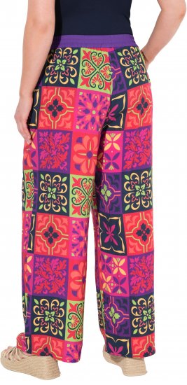 Ulla Popken Tile Print Wide Leg Palazzo Pants Purple - Vaqueros & Pantalones de Mujer Tallas Grandes – Plus Size - Vaqueros y pantalones, EU 42-70