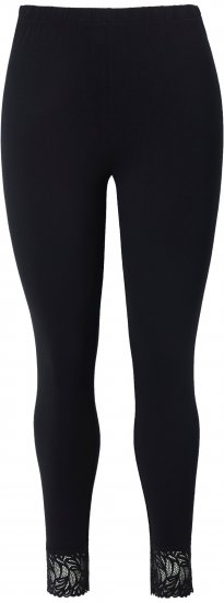 Ulla Popken Lace Trim Leggings Black - Vaqueros & Pantalones de Mujer Tallas Grandes – Plus Size - 