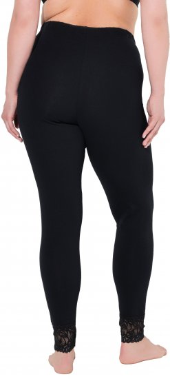 Ulla Popken Lace Trim Leggings Black - Vaqueros & Pantalones de Mujer Tallas Grandes – Plus Size - 