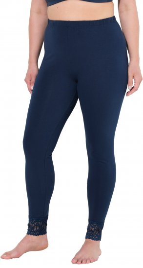 Ulla Popken Lace Trim Leggings Navy - Vaqueros & Pantalones de Mujer Tallas Grandes – Plus Size - Vaqueros y pantalones, EU 42-70