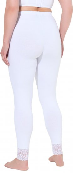 Ulla Popken Lace Trim Leggings White - Vaqueros & Pantalones de Mujer Tallas Grandes – Plus Size - 