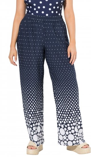 Ulla Popken Dot Gradient Wide Leg Elastic Waist Palazzo Pants Grey - Vaqueros & Pantalones de Mujer Tallas Grandes – Plus Size - 