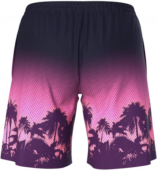 Ulla Popken Active Wide Leg Elastic Waist Palm Tree Pattern Mesh Shorts Black - Vaqueros & Pantalones de Mujer Tallas Grandes – Plus Size - 
