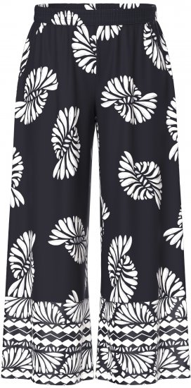 Ulla Popken Fossil Print Elastic Waist Palazzo Pants Black - Vaqueros & Pantalones de Mujer Tallas Grandes – Plus Size - 