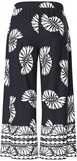 Ulla Popken Fossil Print Elastic Waist Palazzo Pants Black - Vaqueros & Pantalones de Mujer Tallas Grandes – Plus Size - 