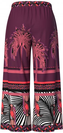 Ulla Popken Mixed Palm Print Elastic Waist Palazzo Pants Red - Vaqueros & Pantalones de Mujer Tallas Grandes – Plus Size - 
