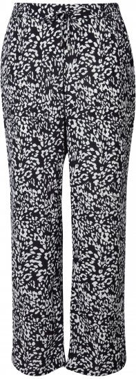 Ulla Popken Leopard Print Elastic Waist Pants Black - Vaqueros & Pantalones de Mujer Tallas Grandes – Plus Size - 