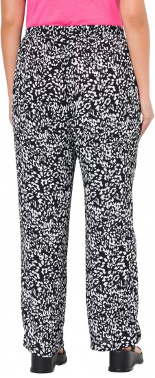 Ulla Popken Leopard Print Elastic Waist Pants Black - Vaqueros & Pantalones de Mujer Tallas Grandes – Plus Size - 