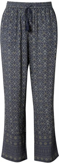 Ulla Popken Geometric Print Elastic Waist Pants Navy - Vaqueros & Pantalones de Mujer Tallas Grandes – Plus Size - 
