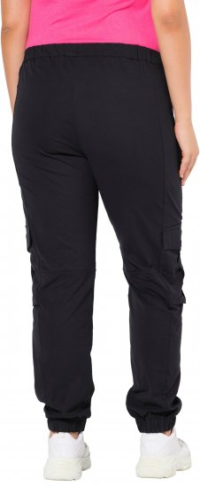 Ulla Popken Elastic Hem Stretch Fit Cargo Pants Black - Vaqueros & Pantalones de Mujer Tallas Grandes – Plus Size - 
