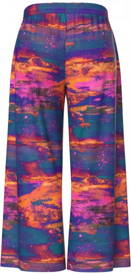 Ulla Popken Abstract Sunset Elastic Waist Palazzo Pants Orange - Vaqueros & Pantalones de Mujer Tallas Grandes – Plus Size - 