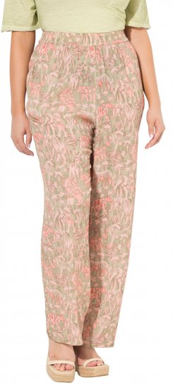 Ulla Popken Safari Print Elastic Waist Pants Green - Vaqueros & Pantalones de Mujer Tallas Grandes – Plus Size - Vaqueros y pantalones, EU 42-70