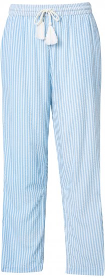 Ulla Popken Seersucker Elastic Waist Pants Blue - Vaqueros & Pantalones de Mujer Tallas Grandes – Plus Size - 