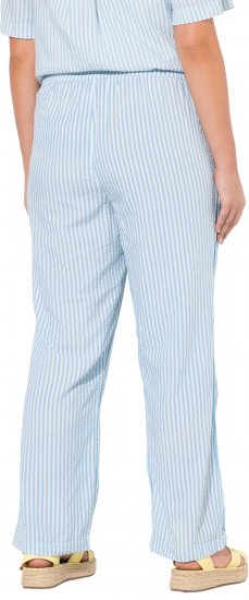 Ulla Popken Seersucker Elastic Waist Pants Blue - Vaqueros & Pantalones de Mujer Tallas Grandes – Plus Size - 