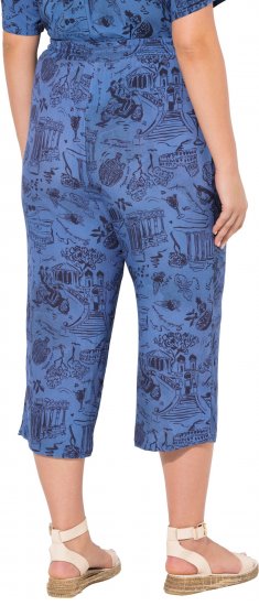 Ulla Popken Italy Print Elastic Waist Culottes Blue - Vaqueros & Pantalones de Mujer Tallas Grandes – Plus Size - 