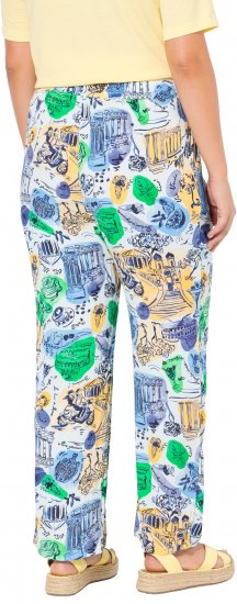 Ulla Popken Italy Print Elastic Waist Pants White - Vaqueros & Pantalones de Mujer Tallas Grandes – Plus Size - 