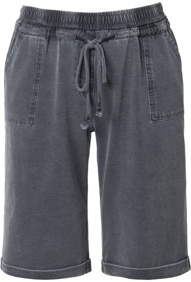 Ulla Popken Indigo Dyed Elastic Waist Jersey Shorts Black - Vaqueros & Pantalones de Mujer Tallas Grandes – Plus Size - 