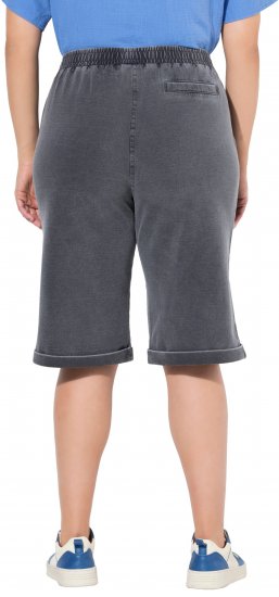 Ulla Popken Indigo Dyed Elastic Waist Jersey Shorts Black - Vaqueros & Pantalones de Mujer Tallas Grandes – Plus Size - 