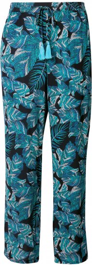 Ulla Popken Tropical Leaf Print Elastic Waist Pants Blue - Vaqueros & Pantalones de Mujer Tallas Grandes – Plus Size - 