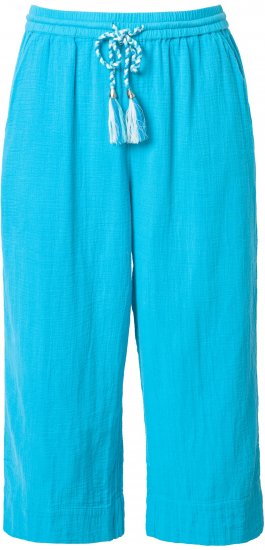 Ulla Popken Muslin Elastic Waist Culottes Blue - Vaqueros & Pantalones de Mujer Tallas Grandes – Plus Size - 
