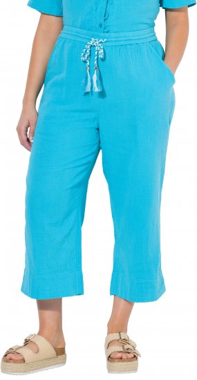 Ulla Popken Muslin Elastic Waist Culottes Blue - Vaqueros & Pantalones de Mujer Tallas Grandes – Plus Size - 