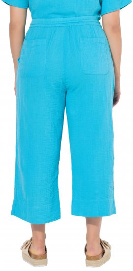 Ulla Popken Muslin Elastic Waist Culottes Blue - Vaqueros & Pantalones de Mujer Tallas Grandes – Plus Size - 