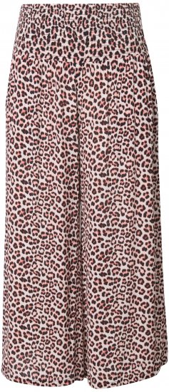 Ulla Popken Rose Wide Leg Elastic Waist Leopard Pattern Culottes Off-White - Vaqueros & Pantalones de Mujer Tallas Grandes – Plus Size - 