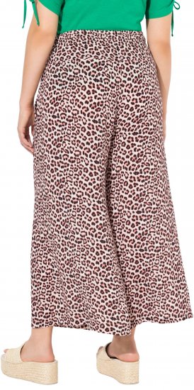 Ulla Popken Rose Wide Leg Elastic Waist Leopard Pattern Culottes Off-White - Vaqueros & Pantalones de Mujer Tallas Grandes – Plus Size - 