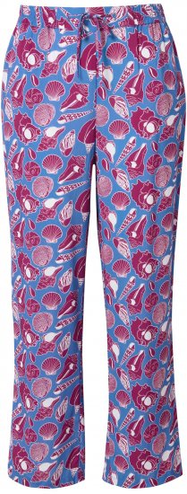 Ulla Popken Seashell Print Elastic Waist Pants Blue - Vaqueros & Pantalones de Mujer Tallas Grandes – Plus Size - Vaqueros y pantalones, EU 42-70